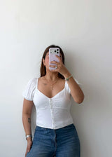 Size S White Ruched Front Top