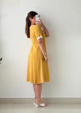 Size M-L Mustard Yellow Ribbed Midi Dress