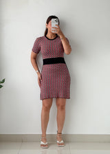Size S-M Red & Black Printed Bodycon Mini Dress