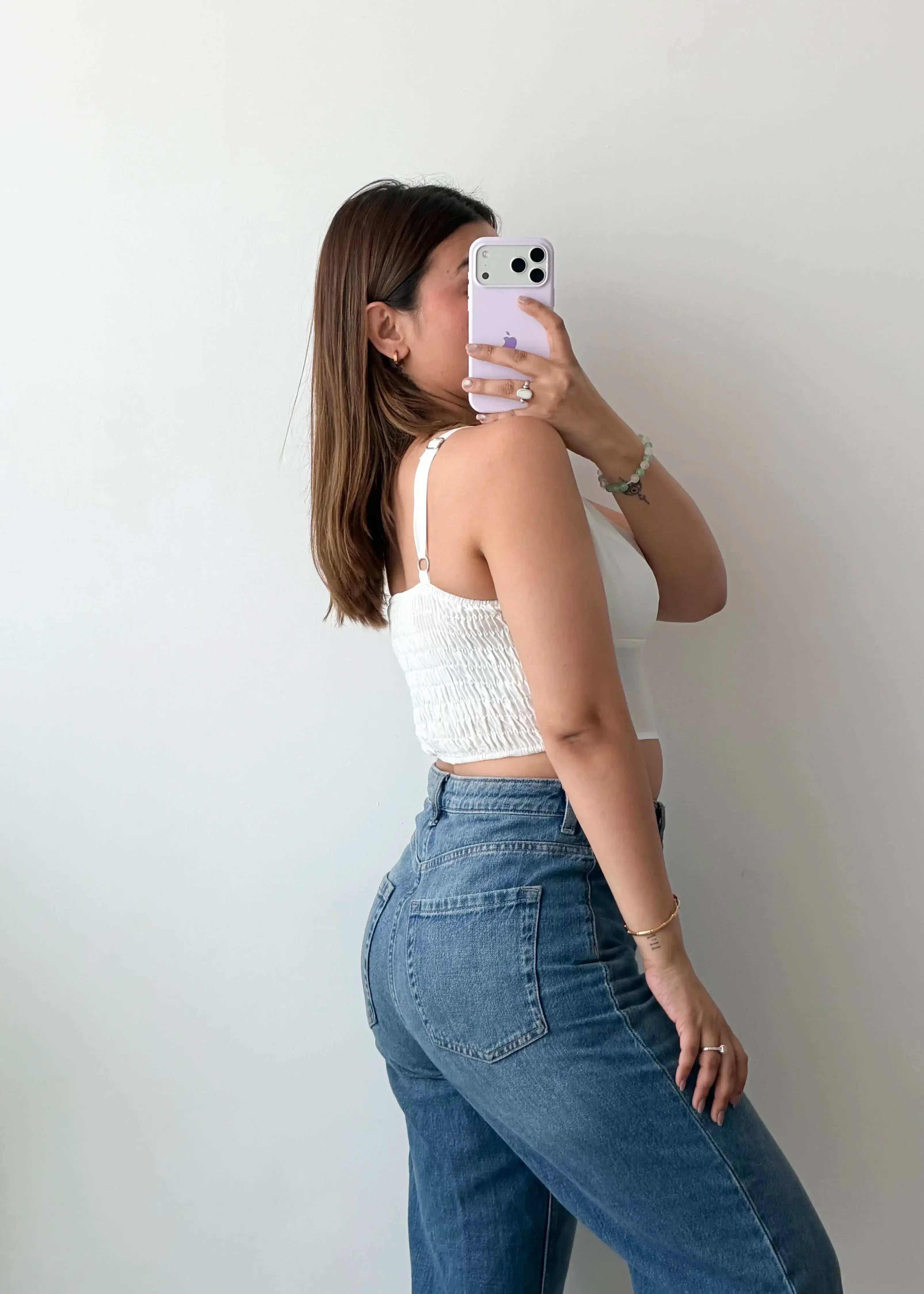 Size M White Basic Crop Top