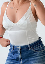 Size S-M White Structured Cup Bodysuit