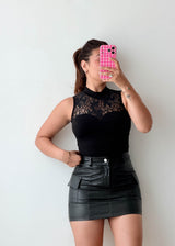 Size XS-S Black Lace High Neck Bodysuit