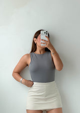 Size M Grey High-Neck Bodysuit