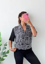 Size M-L Black Paisley Panel Shirt