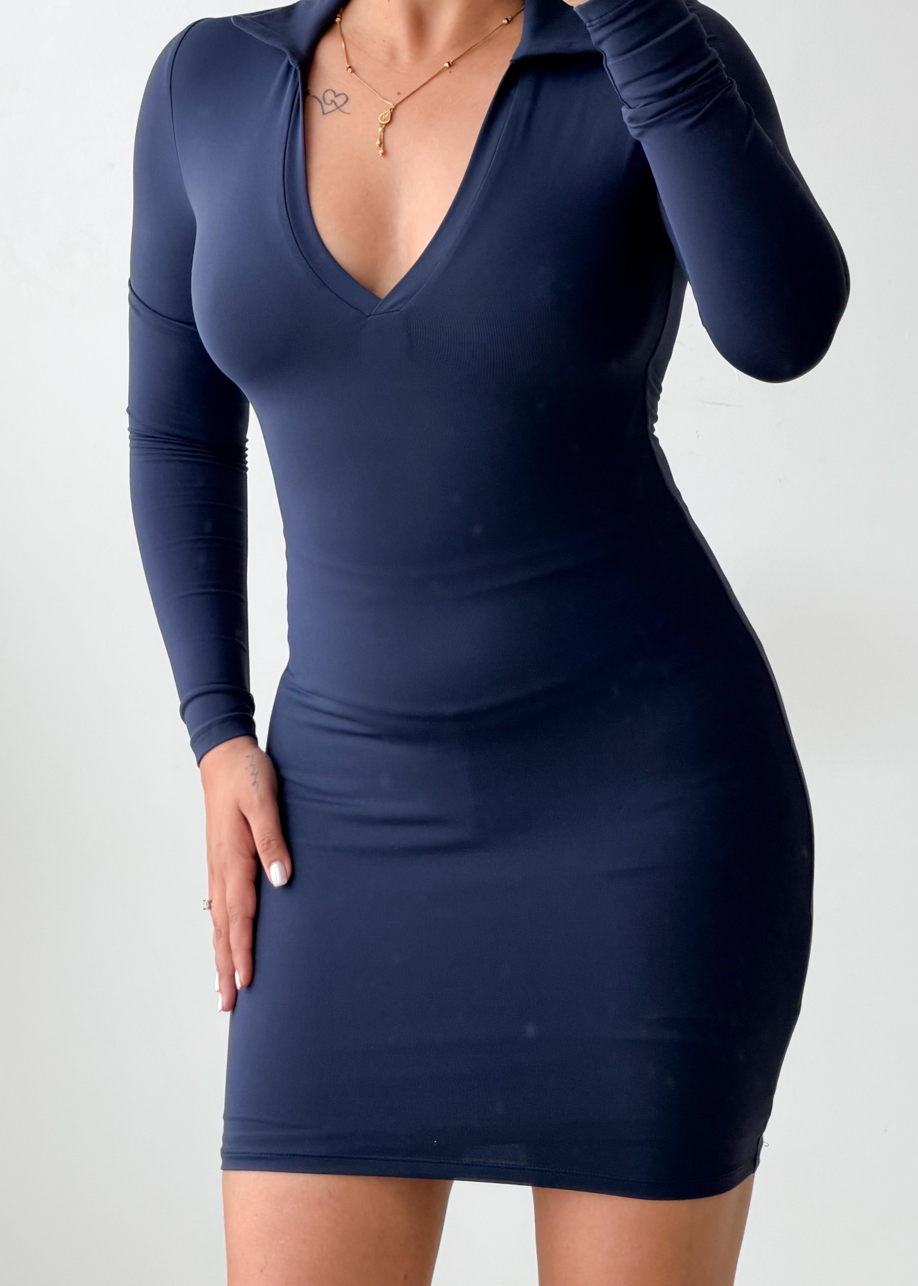 Size XS-S Navy Collared Mini Dress