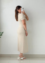 Size S-M Ivory Crochet Polo Midi Dress