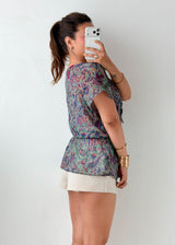 Size S-M Multicolor Paisley Peplum Top