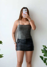 Size XS-S, Grey Shimmer Strap Top