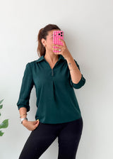 Size XS-S Emerald Green Collared Top