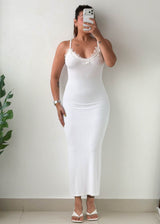 Size XS-S White Lace Trim Maxi Dress