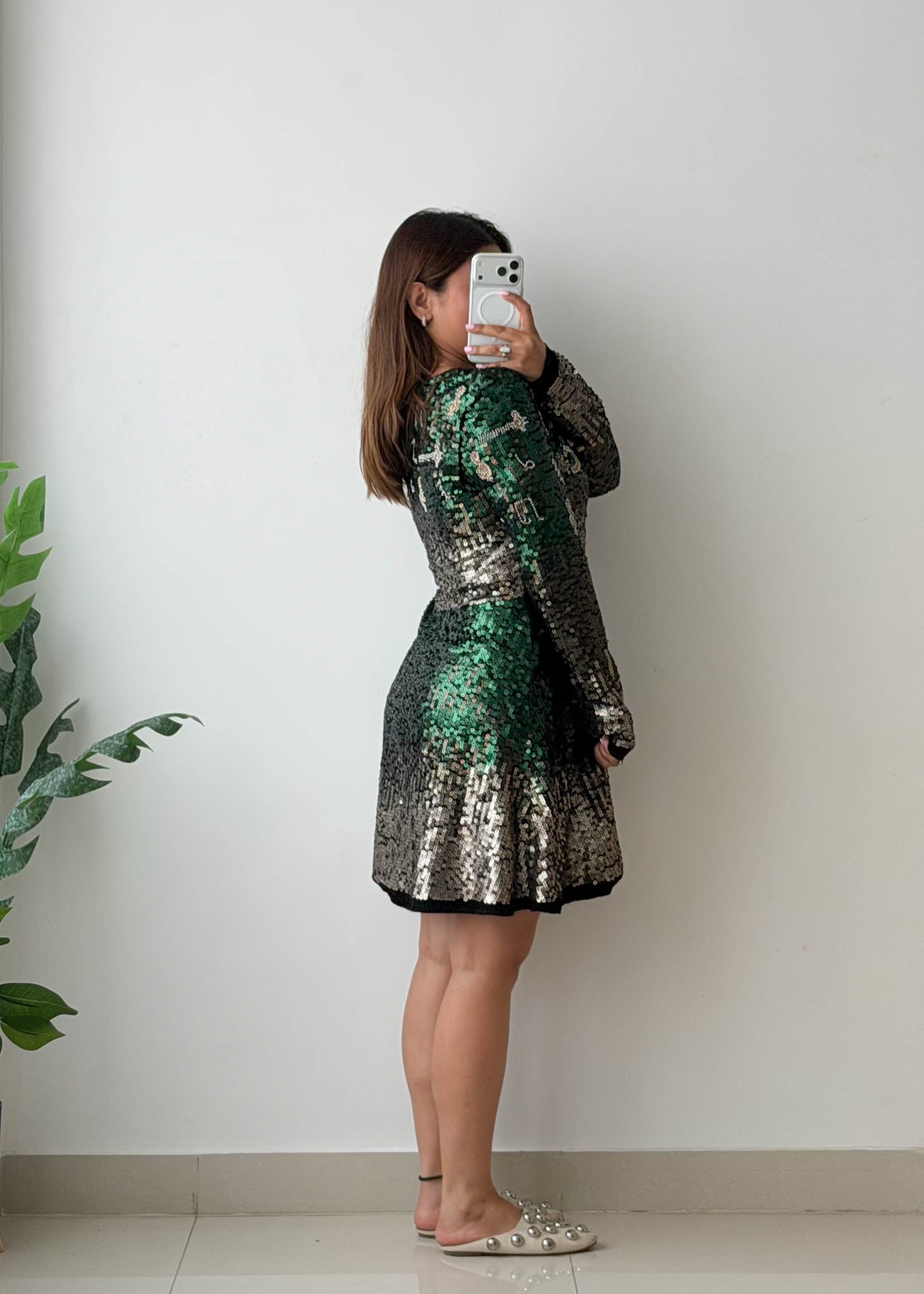 Size M Green Sequin Mini Dress