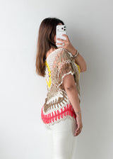 Size S-M Multicolor Crochet Poncho Top