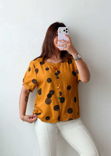 Size S-M Mustard Polka Dot Top