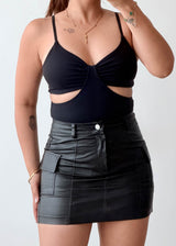 Size S Black Cut-Out Twist Bodysuit