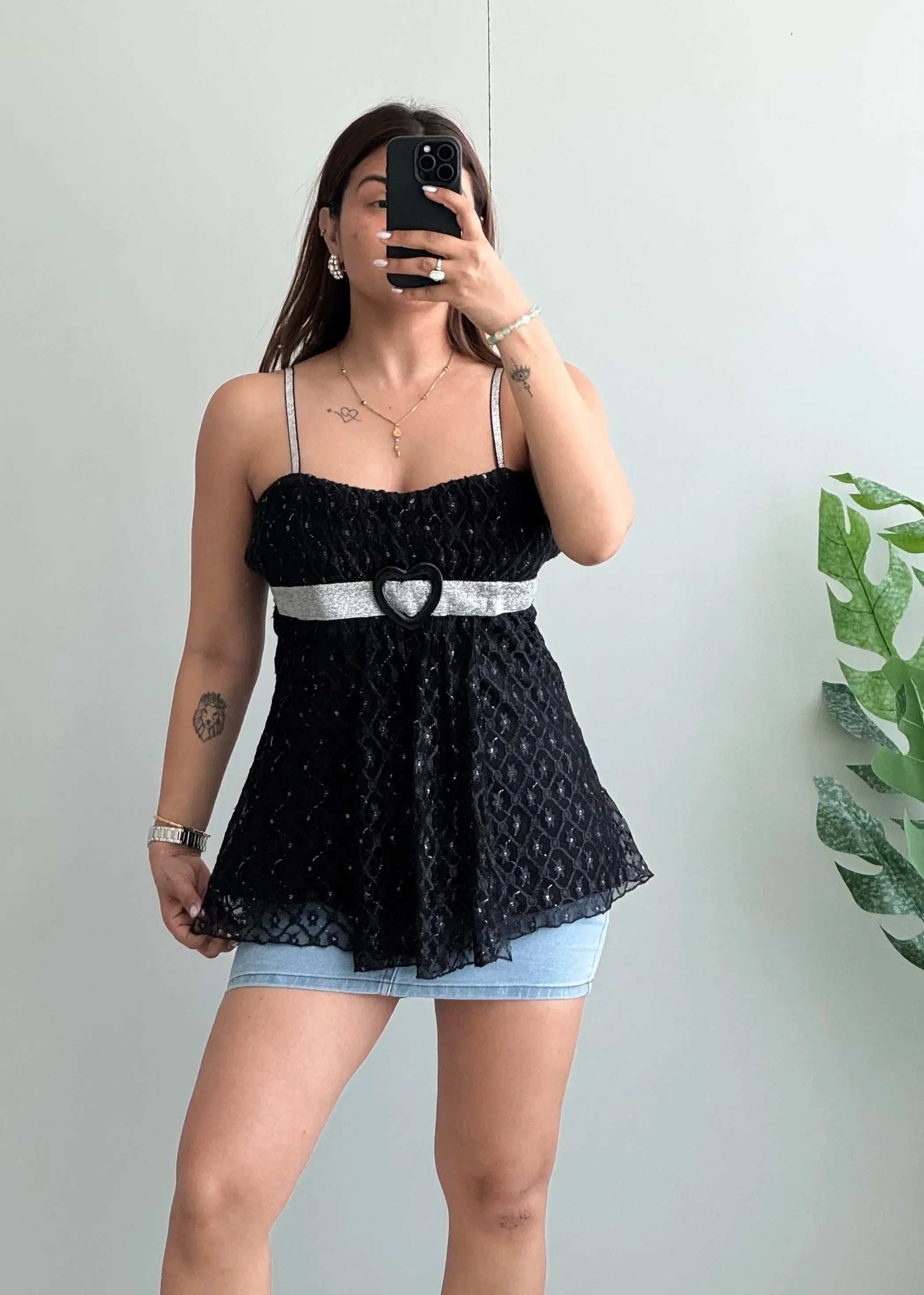 Size M-L, Vintage Lace Babydoll Camisole Top - Closet by Payal