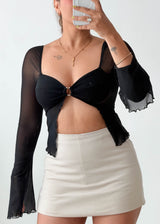 Size XS-S Black Sheer Cut-Out Top
