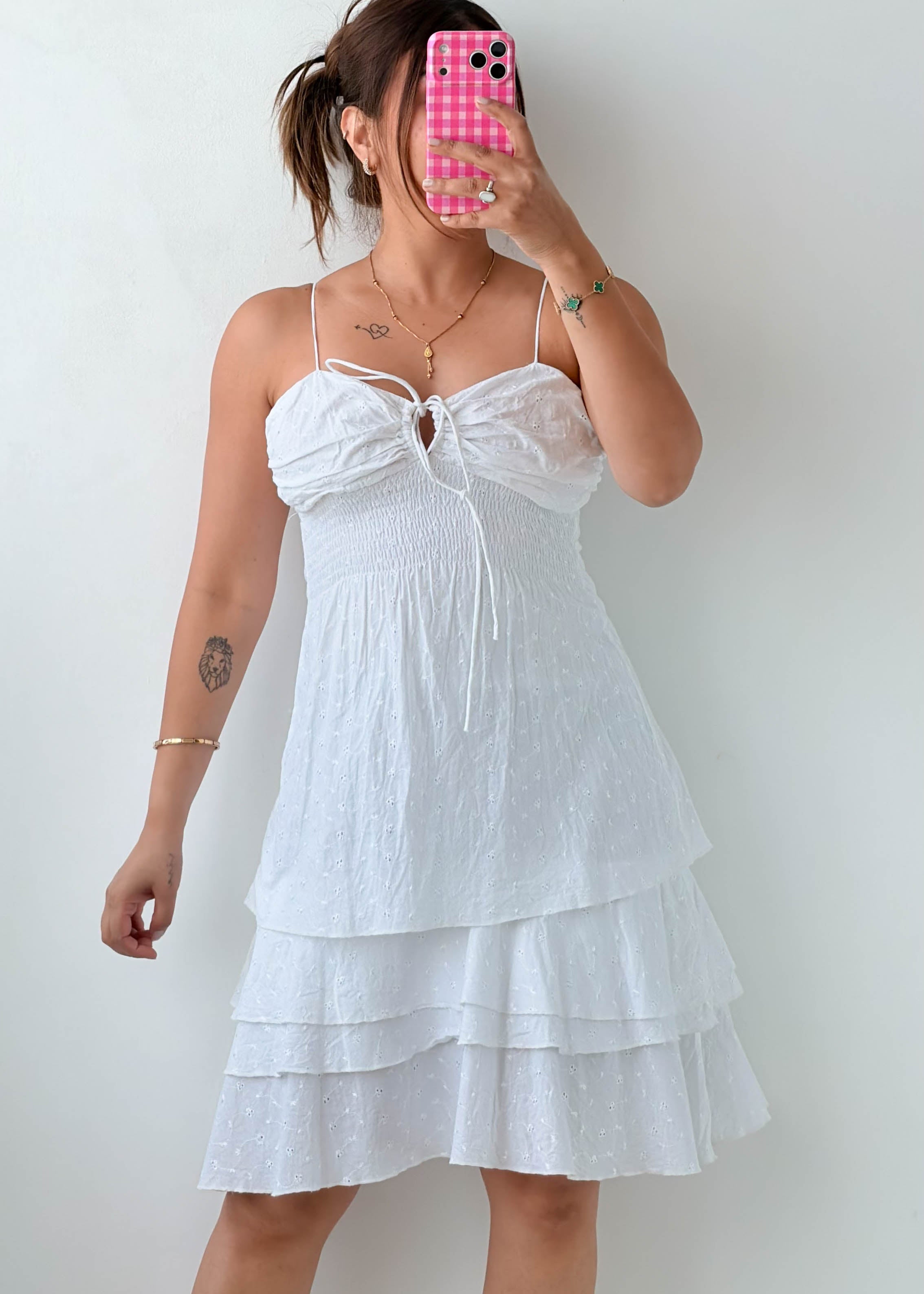 Size XS-S White Tiered Sundress