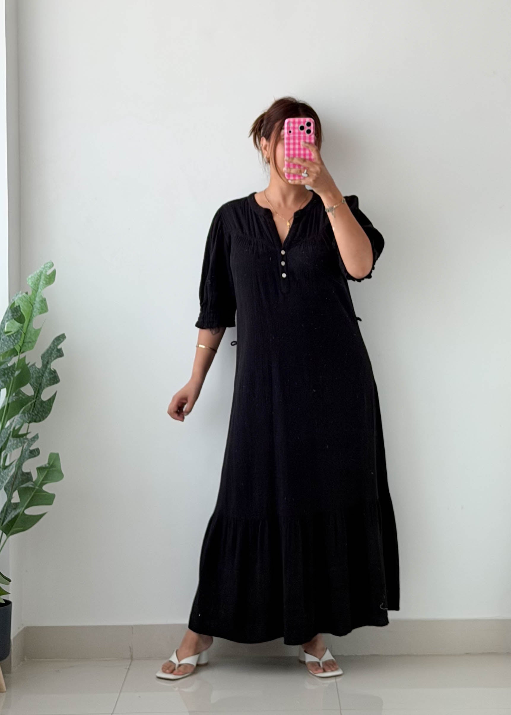 Size S-M Black Tiered Maxi Dress