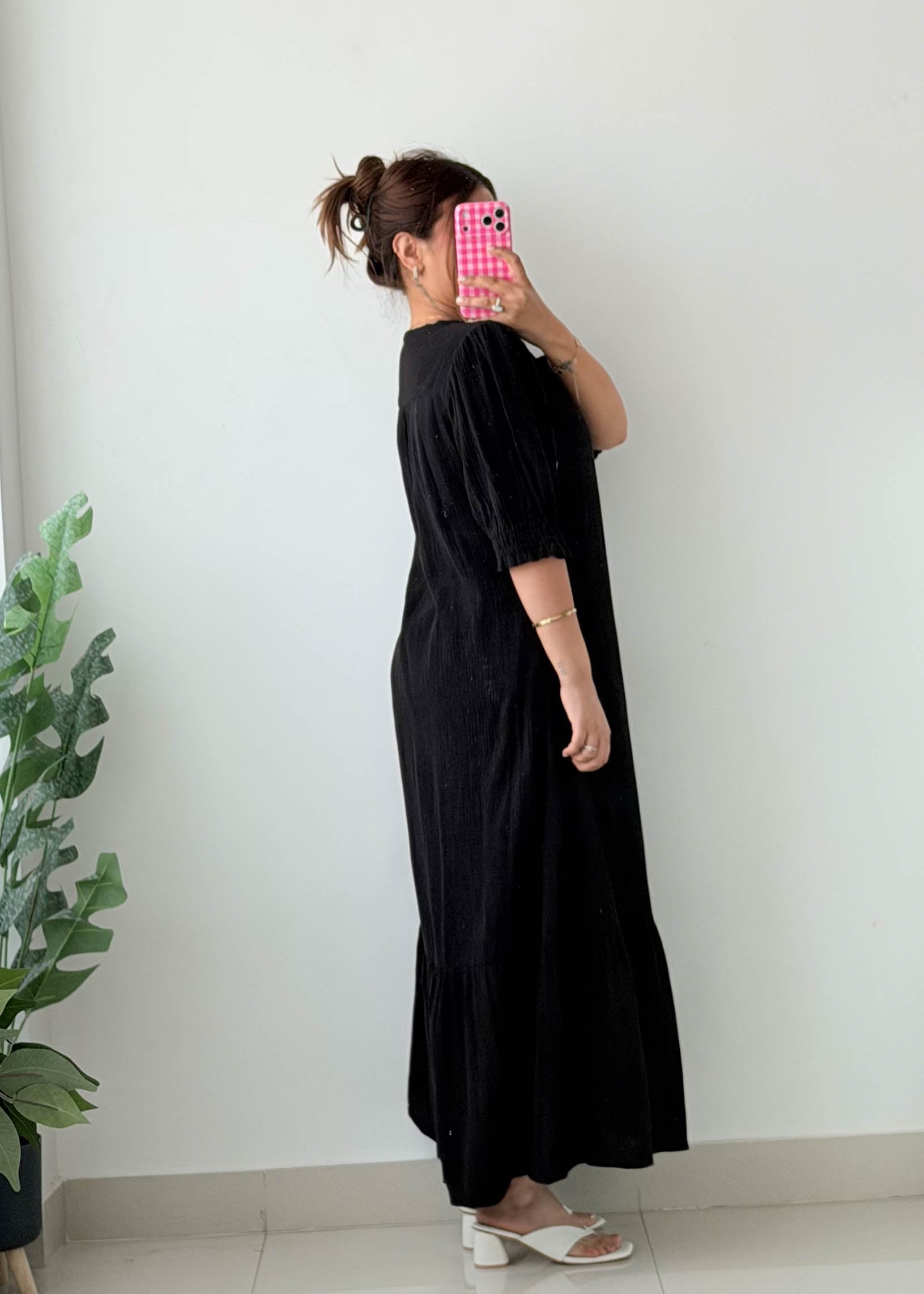 Size S-M Black Tiered Maxi Dress