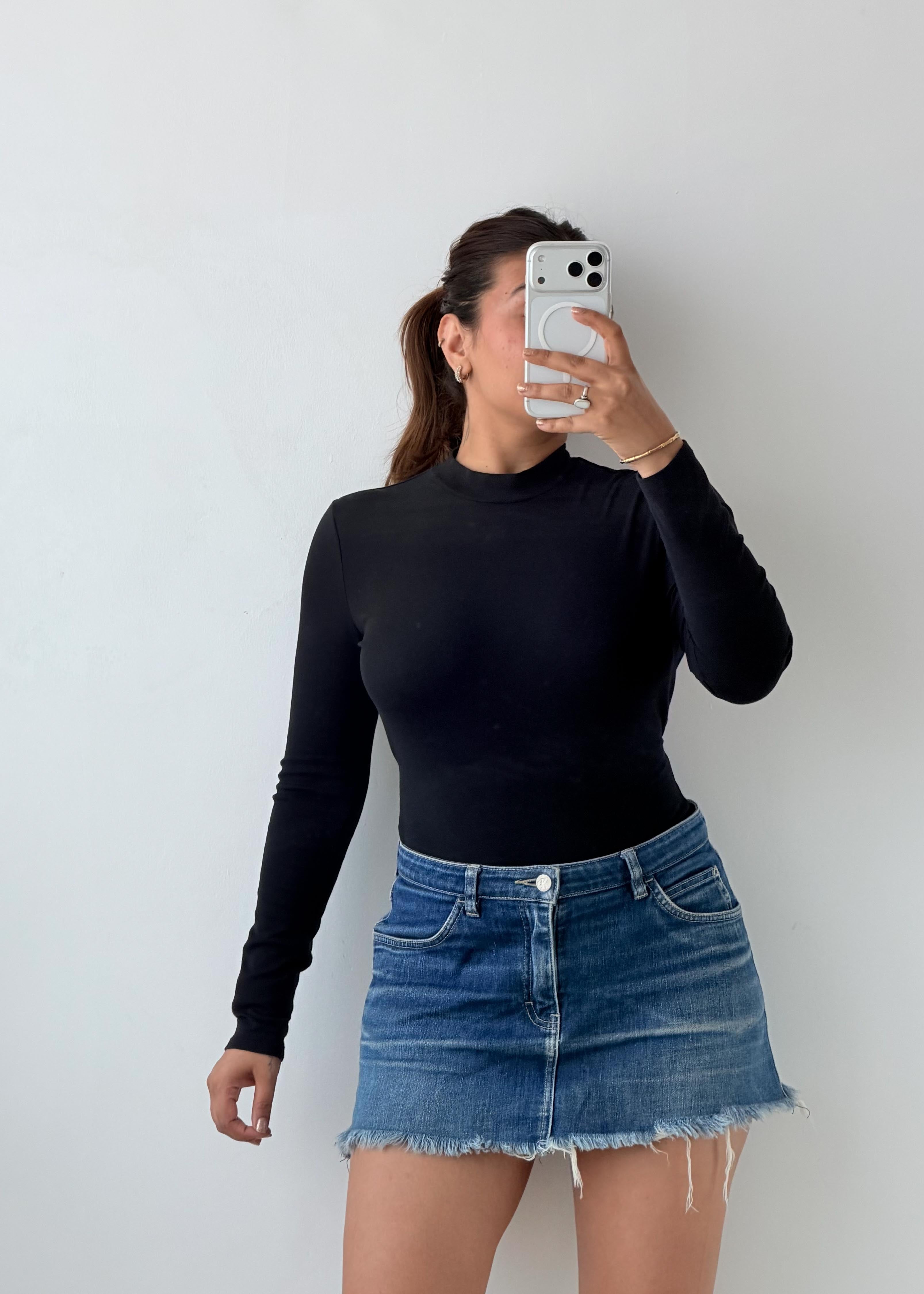 Size S-M Black Open Back Bodysuit