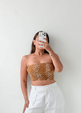Size XS-S Leopard Print Bandeau Crop Top