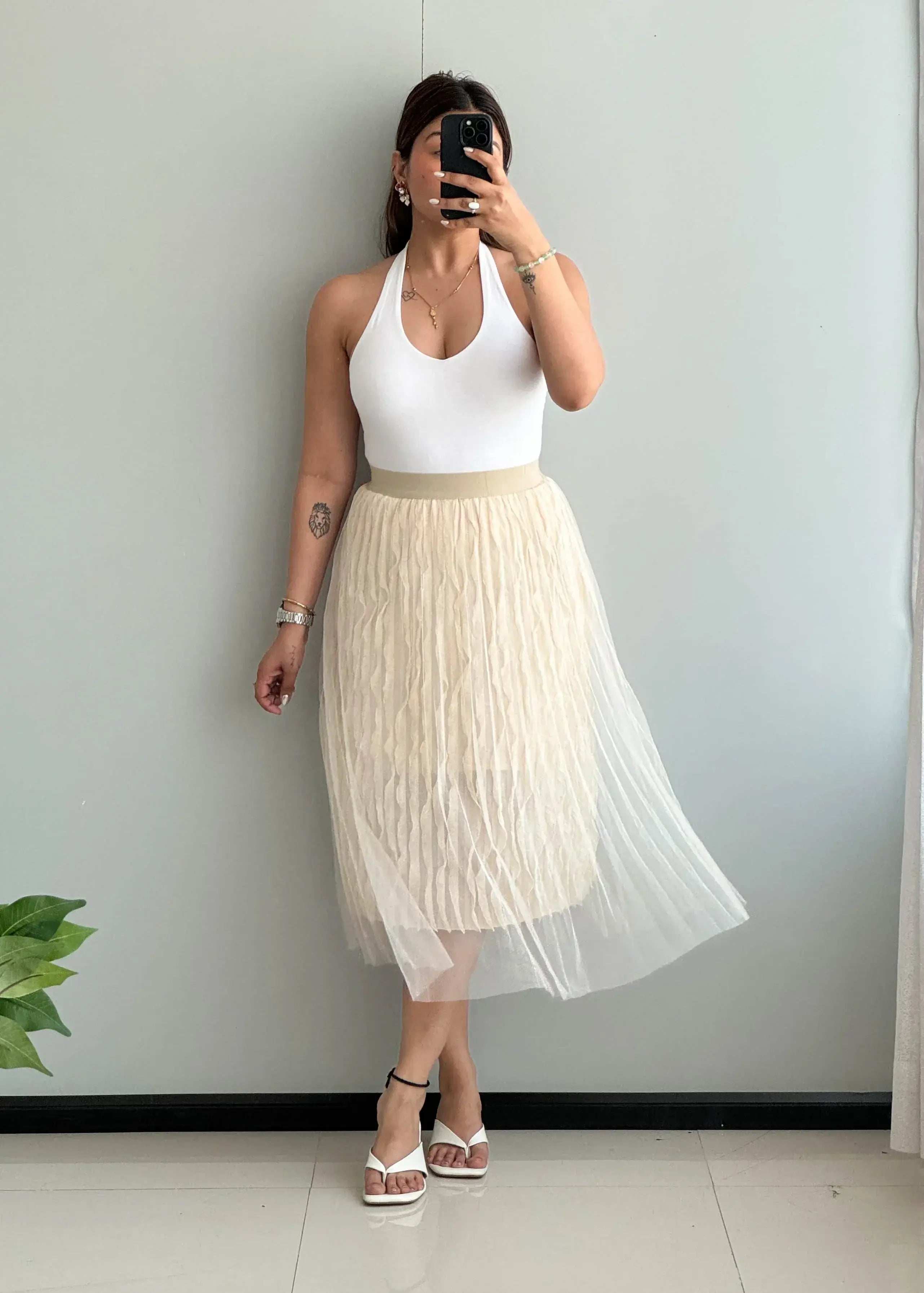 Waist : 26-28, Net flared skirt with lining inside - Closet by Payal