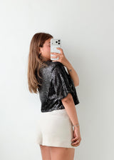 Size S-M Black Sequin Crop Top