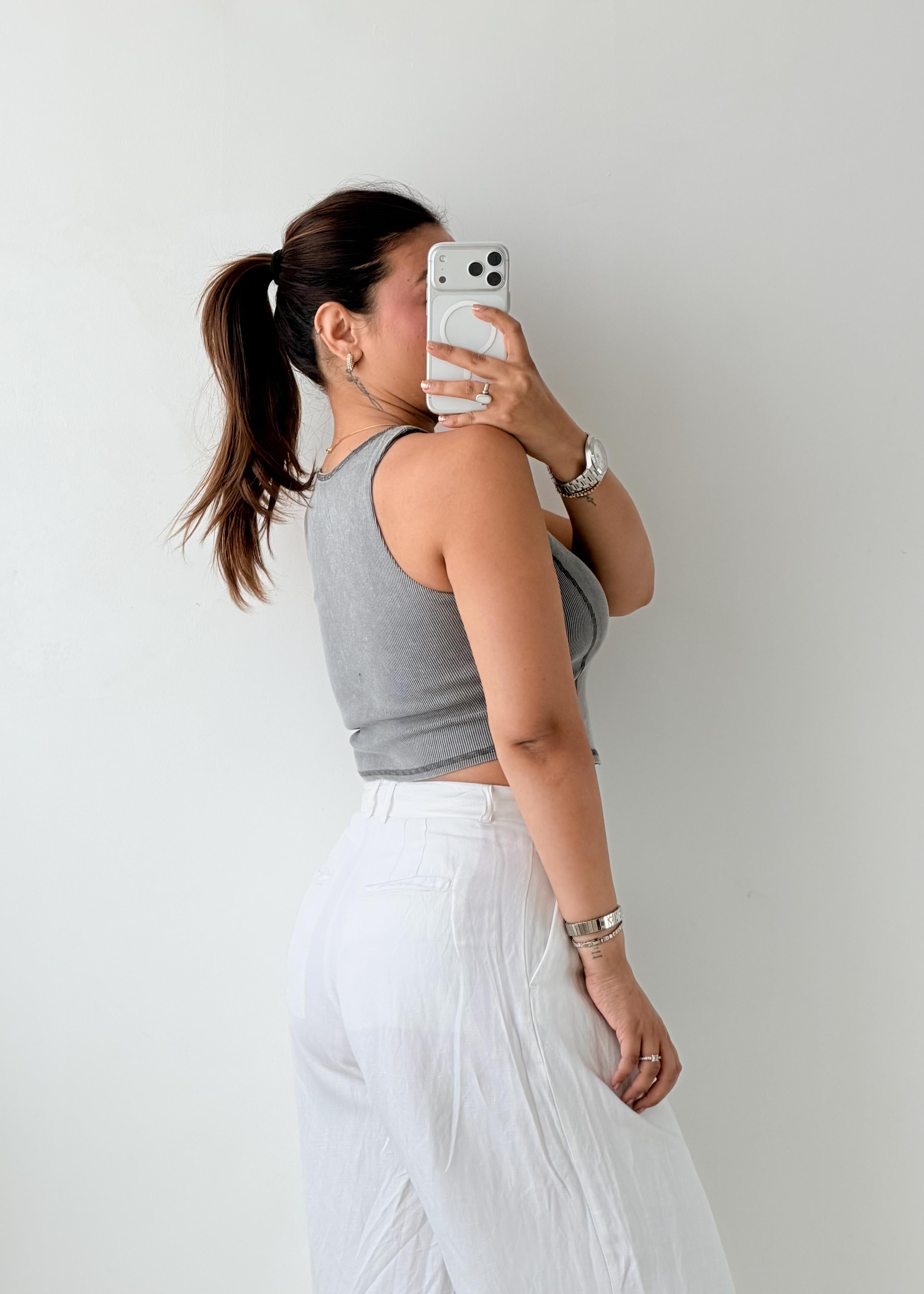 Size XS-S Grey Racerback Crop Top