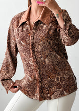 Size S-M Brown Vintage Floral Shirt
