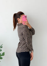Size XS-S Brown Geometric Shirt