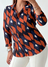 Size S-M Navy Geometric Print Shirt