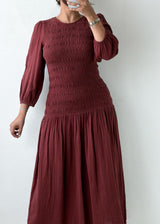 Size S-M Burgundy Smocked Maxi Dress