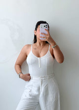 Size S-M White Structured Bodysuit