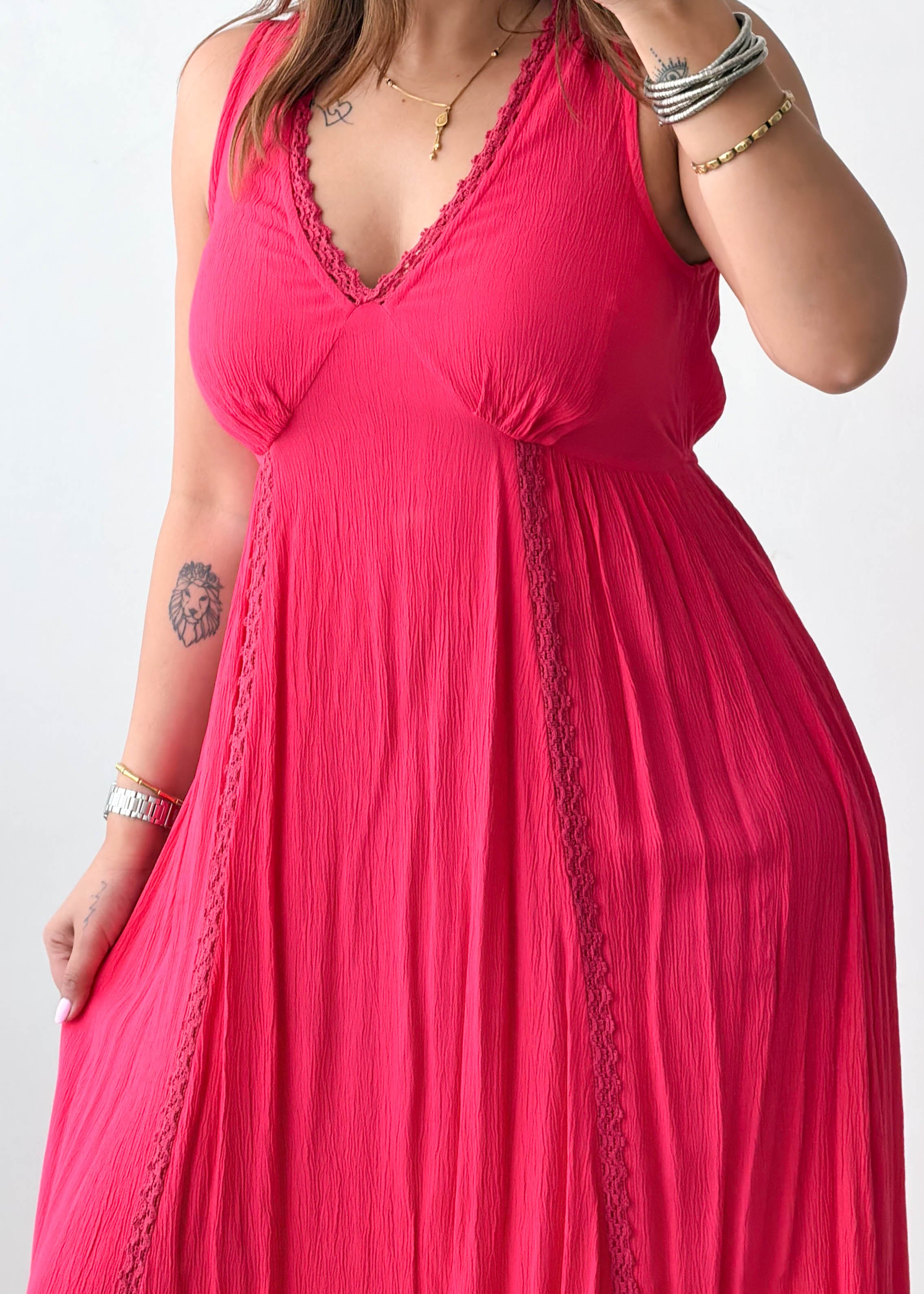 Size S & M Pink Pleated Maxi Dress