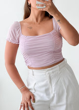 Size XS-S Lilac Ruched Crop Top