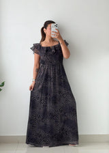Size S-M Charcoal Leopard Print Maxi Dress