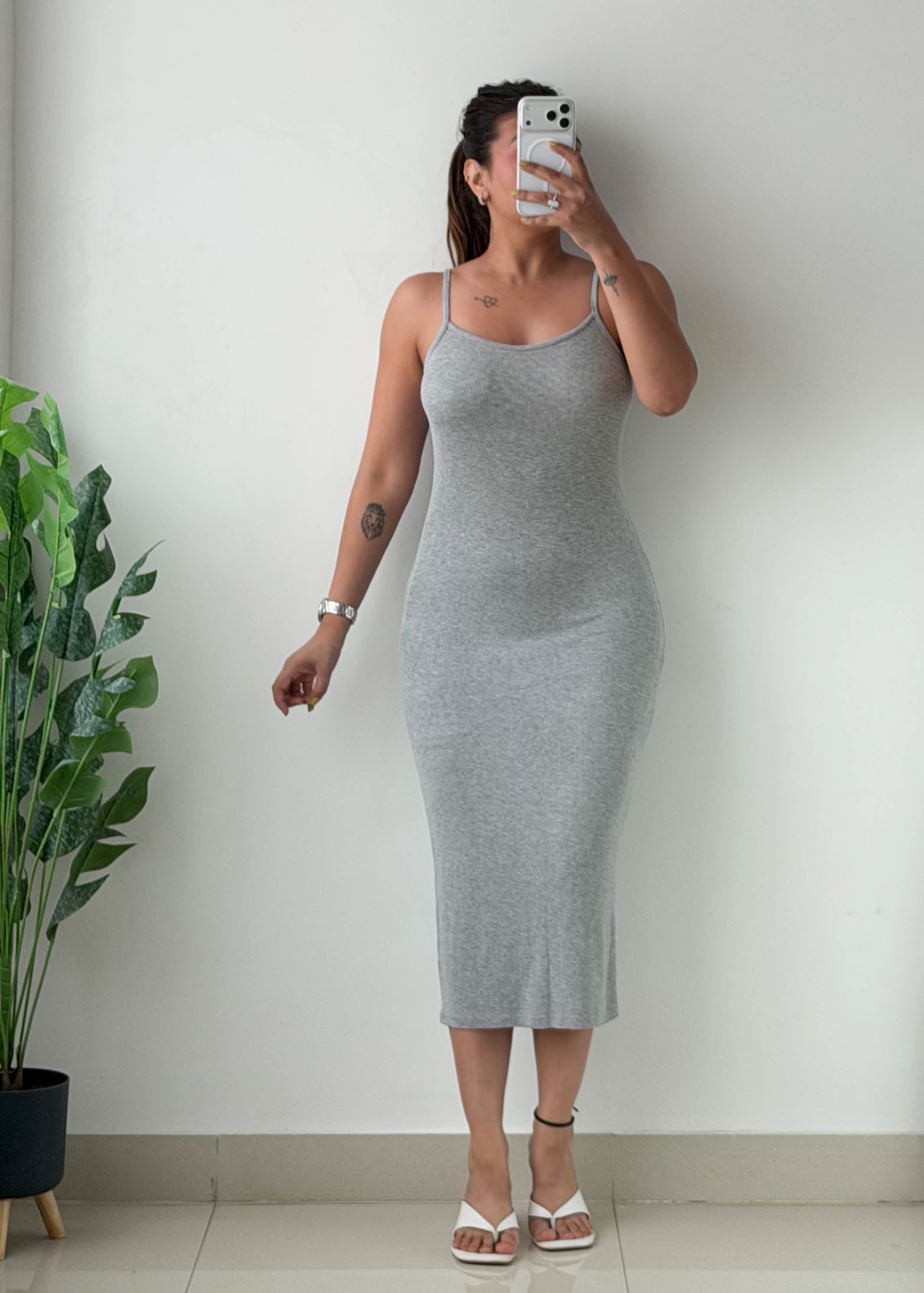 Size XS-S Grey Bodycon Midi Dress