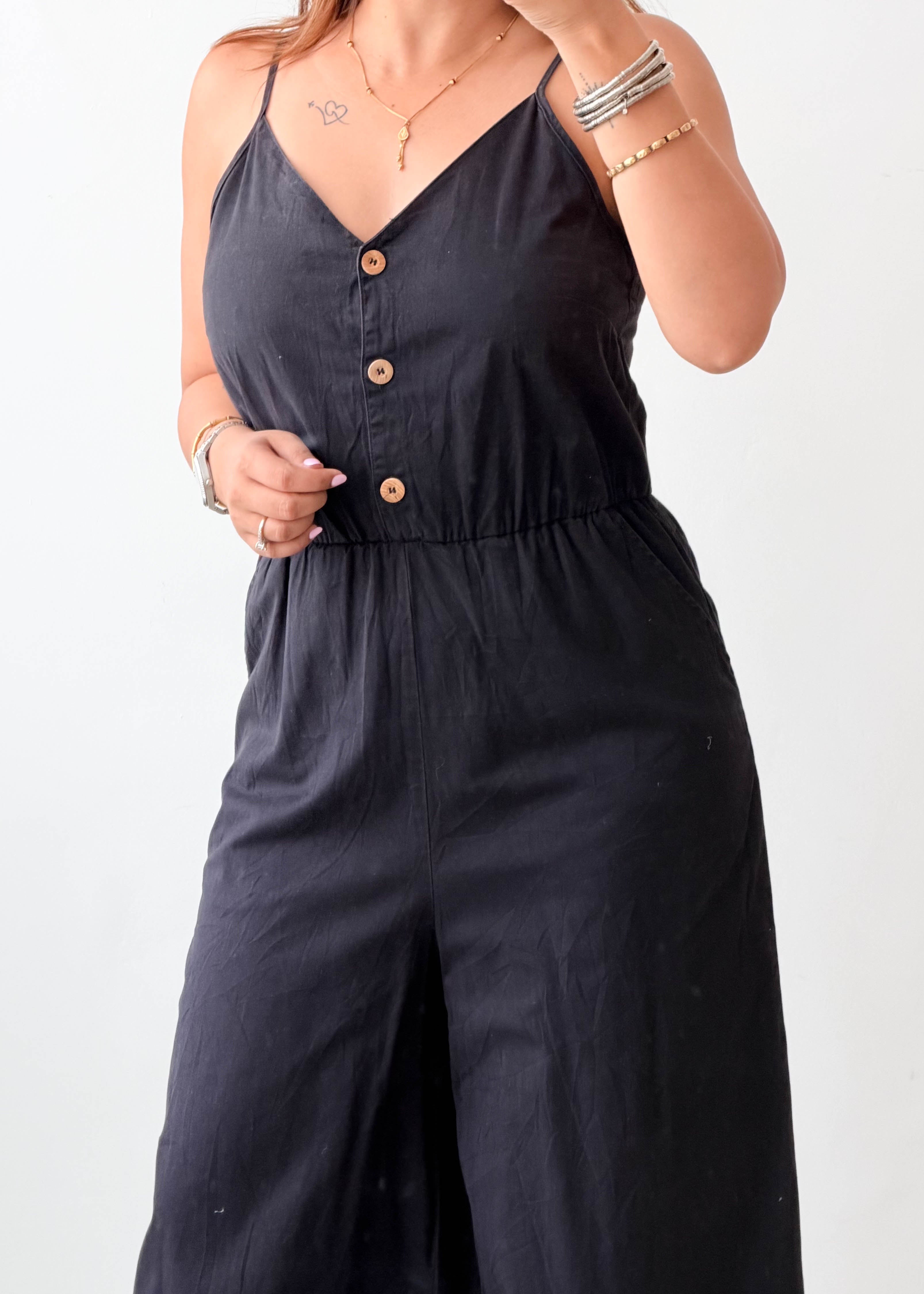 Size S Black Wide-Leg Jumpsuit