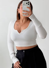 Size XS-S White Notch Neck Crop Top