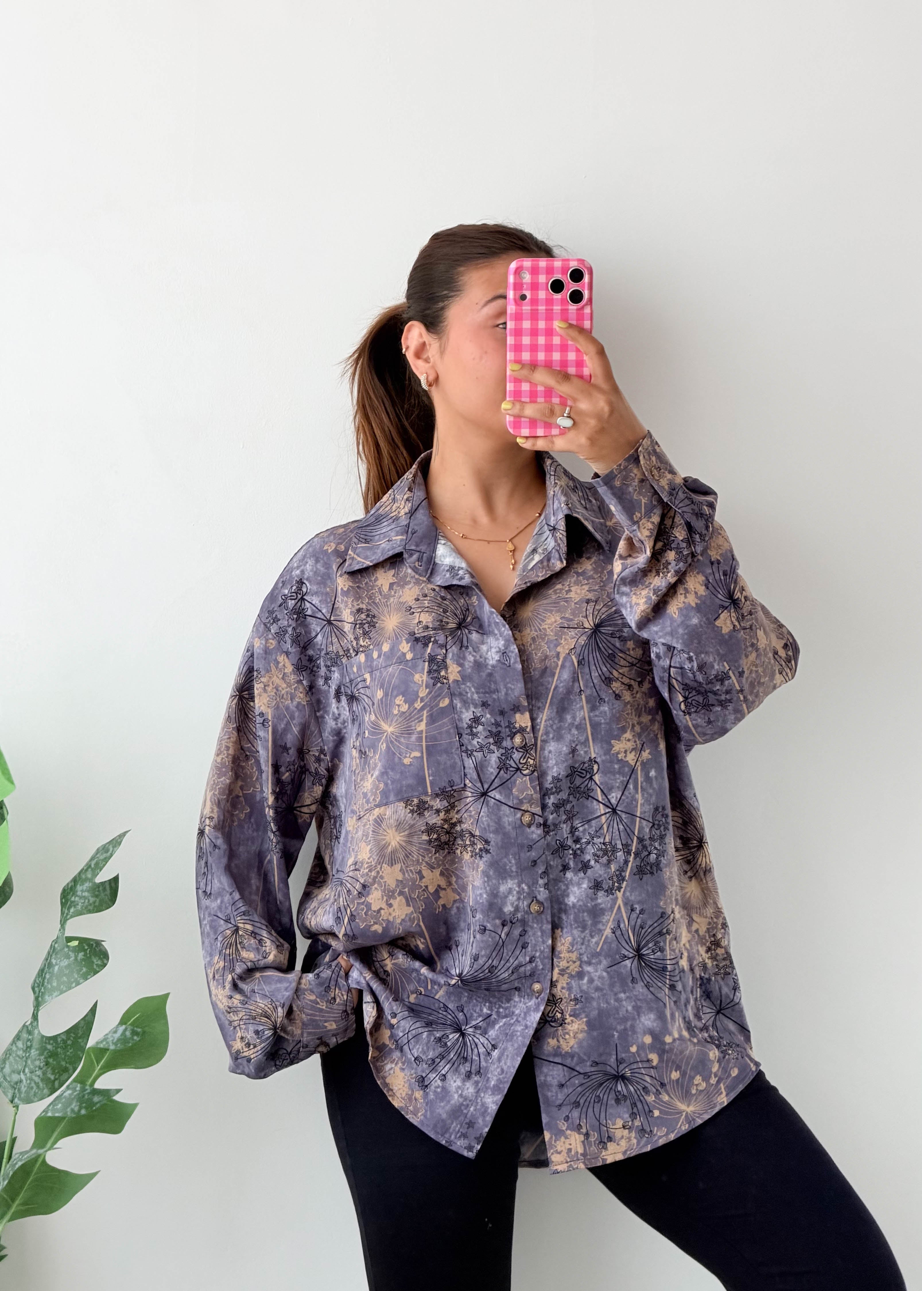 Size L-XL Blue Abstract Print Shirt