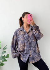 Size L-XL Blue Abstract Print Shirt
