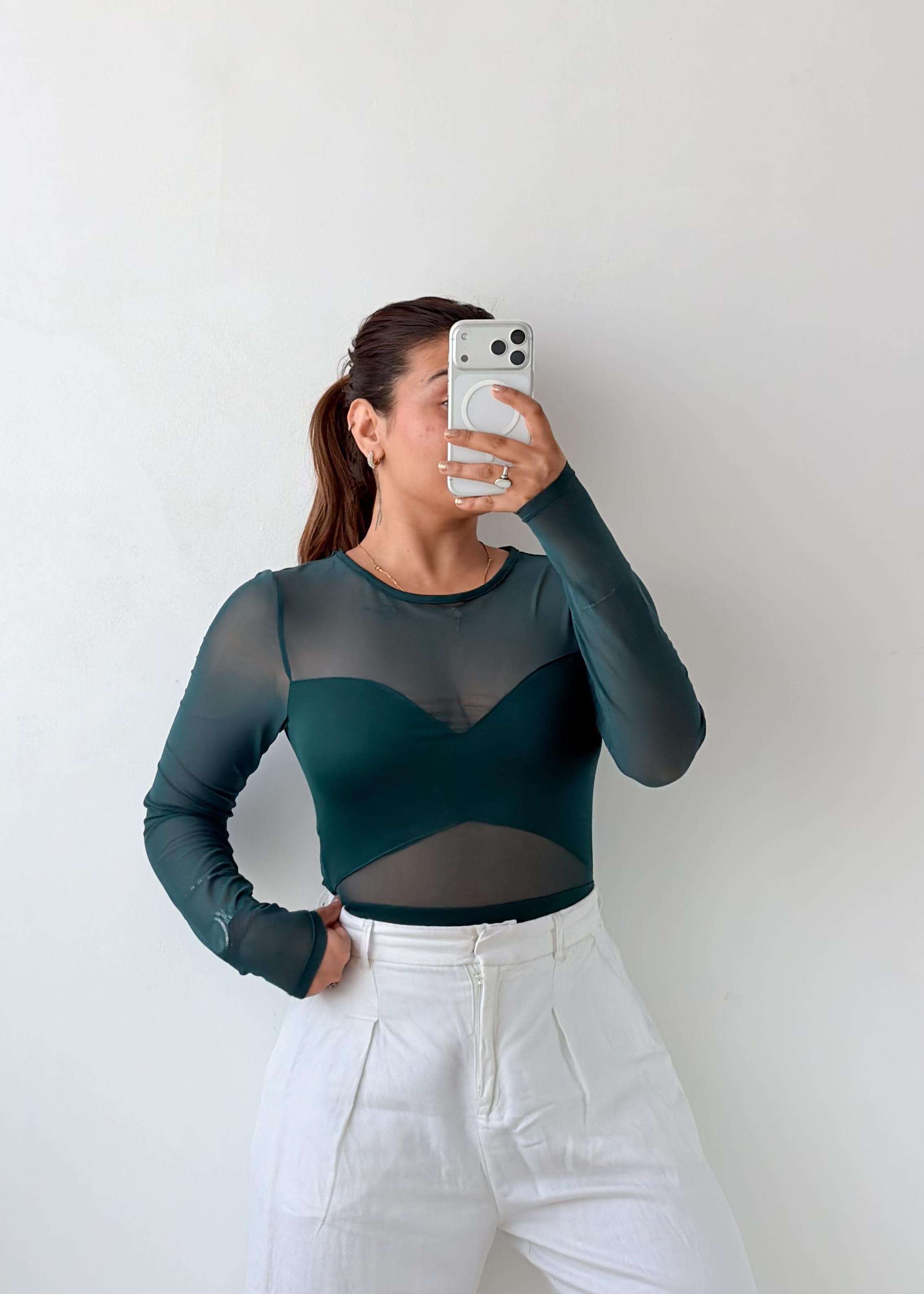 Size XS-M Emerald Mesh Bodysuit