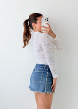 Size XS-S White High Neck Lace Bodysuit