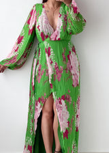 Size XS-S Green Floral Print Maxi Dress