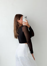 Size S-M Black Mesh Sleeve Top