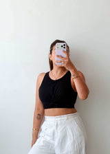Size XS-S Black Twist Front Crop Top