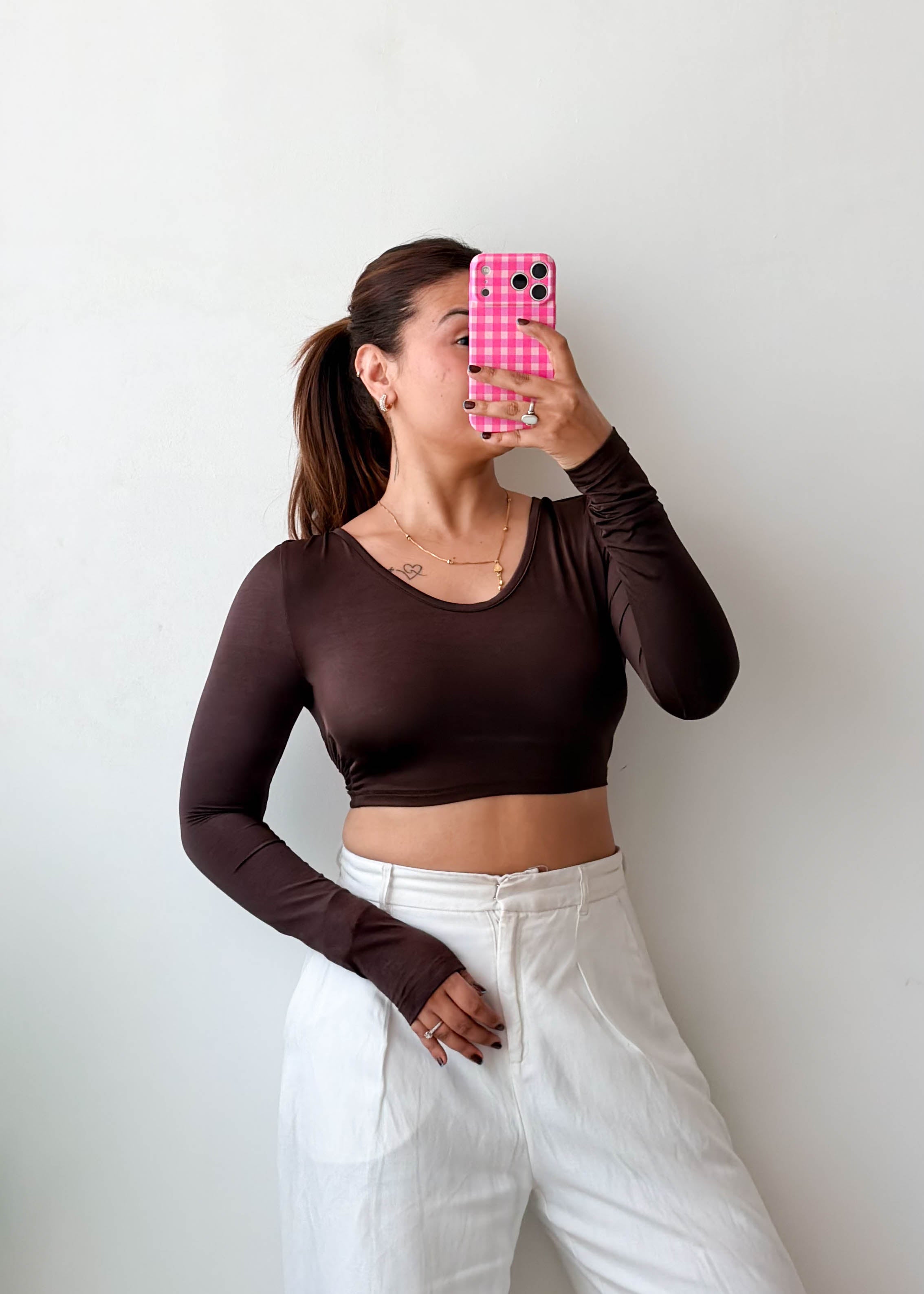Size XS-S Chocolate Open Back Top