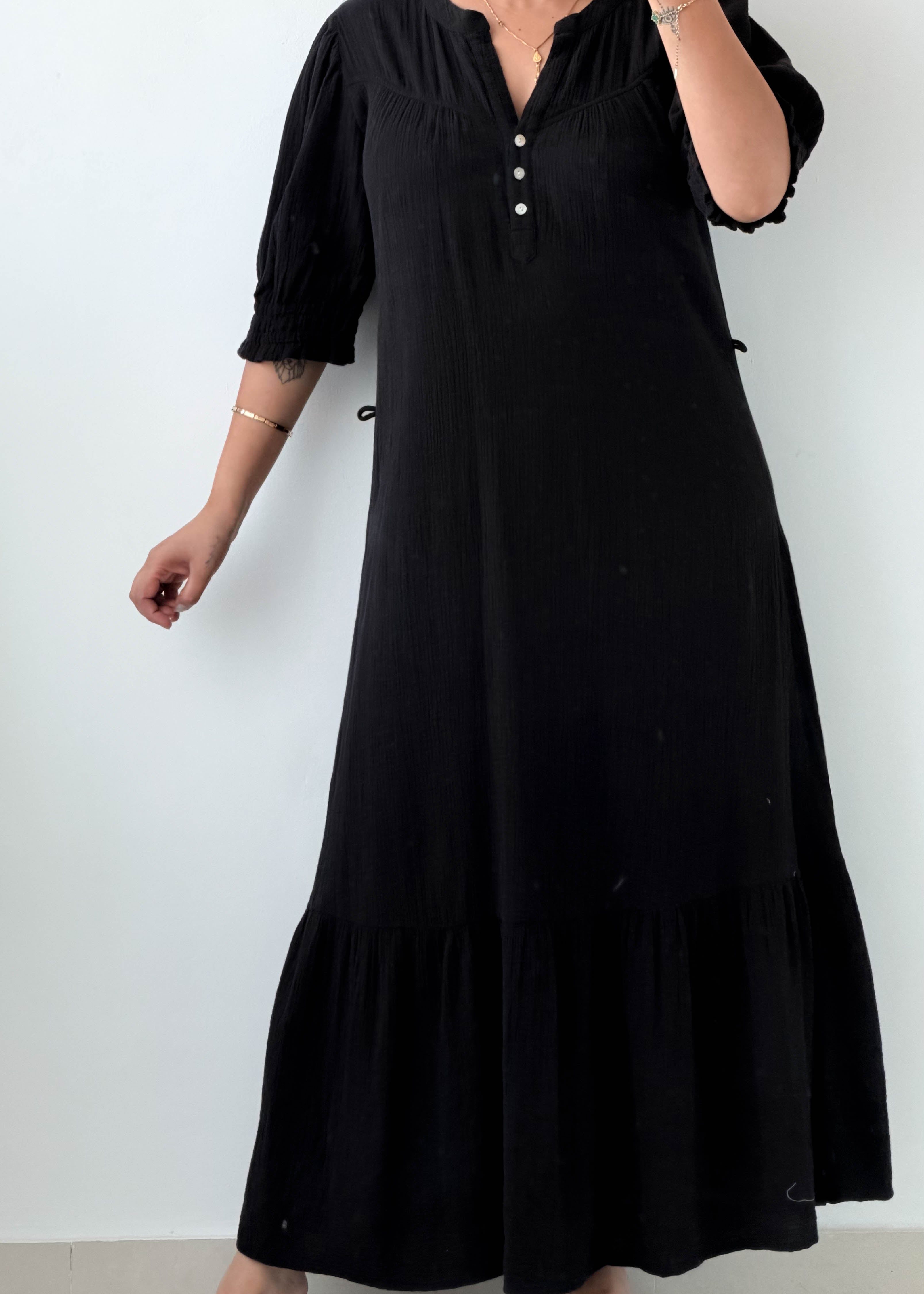 Size S-M Black Tiered Maxi Dress