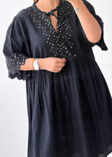 Size 2XL-3XL Black Embellished Mini Dress