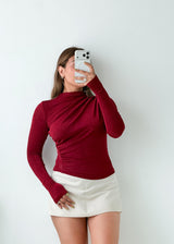 Size S-M Burgundy Draped Top